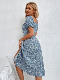 French-Style Floral Slip Dress - Women's Backless Sleeveless Slim-Fit Summer Midi Dress With Side Slit And Adjustable Suspender Straps