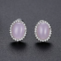 Jewelry Gift Gemstone Stud Earrings Brass Zircon