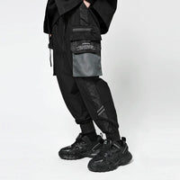 Men's trendy brand hip-hop hiphop trend multi-pocket color-block overalls