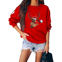 Merry Christmas Sweater Crew-Neck Red Long-Sleeve Pullover