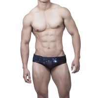 Pixel Mosaic Square Print Swim Briefs Lights