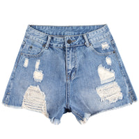 High Waist Ripped Denim Shorts