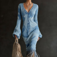 Womens Printed Fashionable Sweater Knitted Dress