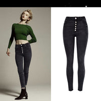 Buttoned denim trousers