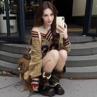 Women's Casual Loose Printed All-matching Lazy Feeling Collar Sweater