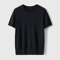 Pure Color Cotton Spun Yarn Knitwear Short Sleeve