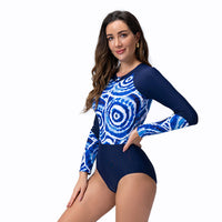 Women's One Piece Swimsuit Long Sleeve Sun Protection With Zipper Diving Suit