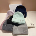 Winter RB Letter Fashion Rabbit Fur Knitted Warm Hat Female