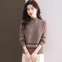 New Loose Slimming Inner Fashion Jacquard Knitted Bottoming Shirt Top
