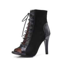 Hollow Thin Heel High Lace Up Short Boots