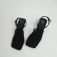 Vintage Weave Hollow-out Square Toe Chunky Heel All-matching Casual High Heels
