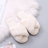 New style cross fur slippers women autumn and winter