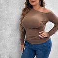 Women's Slim-fitting Sexy Off-shoulder Oblique Collar Knit Long-sleeve Top