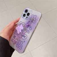 Cute Purple Transparent Bear Suitable Mobile Phone Case