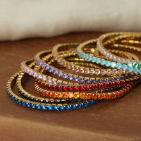 S925 Sterling Silver Fully Diamond-studded Elastic Bracelet, European And American Style