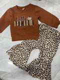 Children Suit Brown Sweater Leopard Patterned Pants