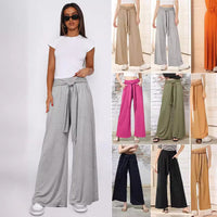 Women's Draped Lace-Up Wide Leg Pants  Soft Comfortable Casual Yoga Trousers For Autumn Winter