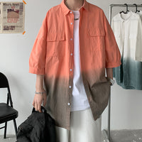 Men's Trendy Personality Gradient Short-sleeved Shirt