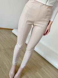 Leather Pants Black Slim Fit Zipper Classic