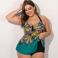 Split skirt print swimsuit