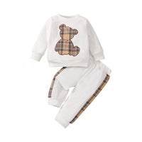 Baby Autumn Bear Printed Pants Sweater Suit