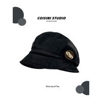 Japanese-style Retro Brown Corduroy Fishermans Hat With A Folded Brim