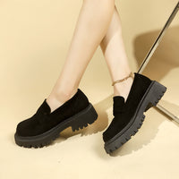 British Style Slip-on Leather Shoe Retro Platform Casual All-matching Women