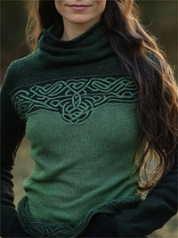 New 3D-printed Loose-fitting High-neck Top For Fallwintercross-border Style Casual Off-shoulder Design For Women