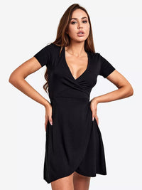 Cross-V-Neck Maternity Dress With Sexy Short Sleeves