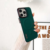 Plain Leather Phone Case Magnetic Suction Contrast Color Protective Cover