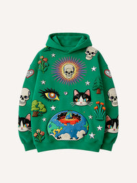Mens Printed Sweatshirt With Hooded Pullover Style