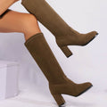 Winter New Plus Size Boots Round Head Chunky Heel Women's High Leg Boot