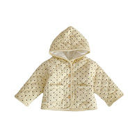 New Baby Cotton Thickened Long Sleeve Dotted Cardigan Hooded Coat