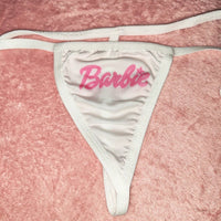 Barbie Letter Print Sexy Cotton Lace-up Thong T Pants Female