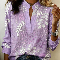 Women's Fashion Plus-size Lapel Long-sleeve Shirt Top