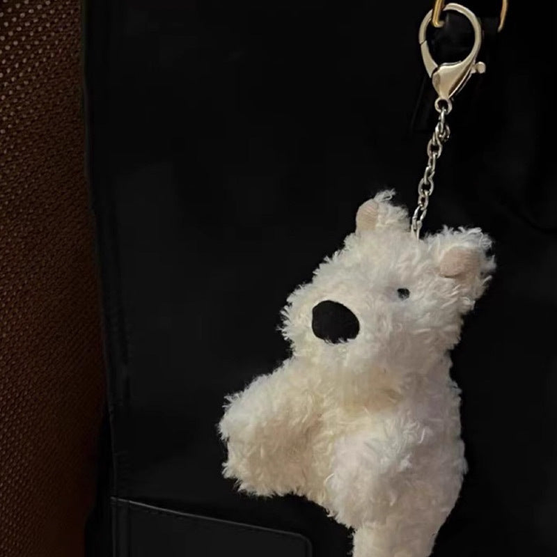 Cute West Highland Plush Pendant Cartoon Puppy Fur Doll Keychain