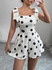 New Womens Shapewear Bodysuit With Polka-Dot Print And Lace-Up Details