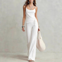 Casual Camisole Top And High-waisted Wide-leg Pants Set