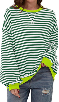 Women's Loose-fitting Casual Striped Hoodie
