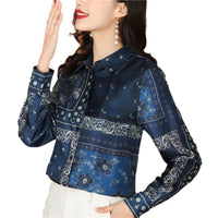 Printed Stitching Pattern Design Contrast Color Twill Shirt