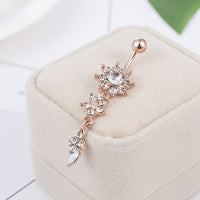 Round Inlaid Zircon Belly Button Umbilical Ring