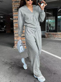 Casual And Comfortable Jacket Cardigan And Sweatpants Set