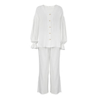 Simple Comfortable All-cotton Breathable Womens Pajama Set 2 Pieces