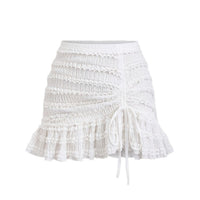 Womens Solid-Color Versatile Lace-trimmed Tutu Skirt