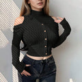 Off-the-shoulder Design Long Sleeve Short Bottoming Top