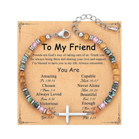 Beaded Stainless Steel Cross Womens Bracelet