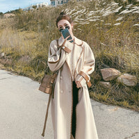 Beige Double-sided WoolWomen's Color Edge Baggy Felt Coat