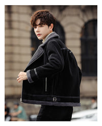 Men's Fleece-lined Thickening Trendy Fashionable Warm Jacket