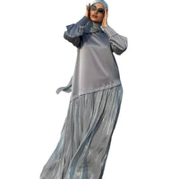 Women's Muslim Style Satin Stitching Design Elegant Fashion Dress