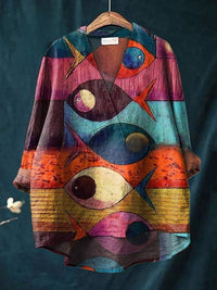 Fashion Digital Printing Large Wide V-neck Top